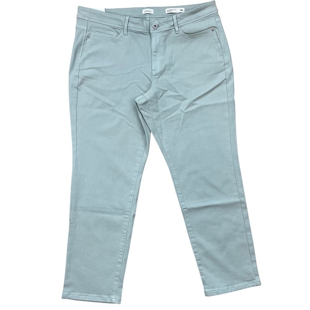 J Jill Authentic Fit Slim Ankle Jeans Womens 14P Light Sage Mist Stretch NWT